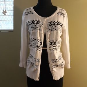 White Knit & Crochet Cardigan